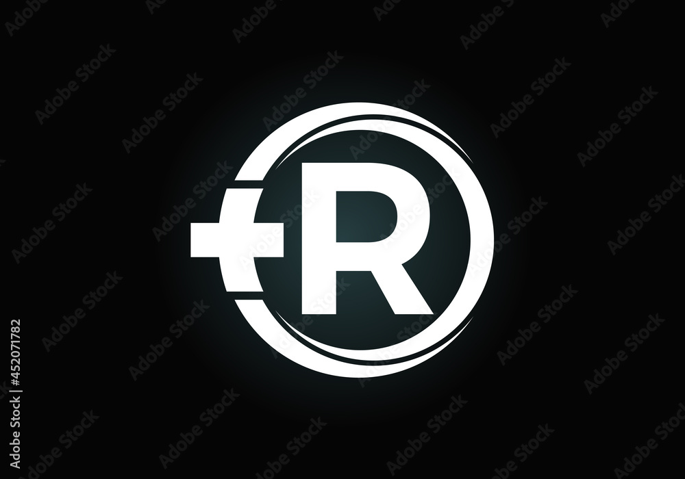 Initial R monogram alphabet in a circle with cross plus. Medical logo. Logo for pharmacy, clinic, medical or healthcare business, and company identity Initial R monogram alphabet in a circle with cross plus. Medical logo. Logo for pharmacy, clinic, medical or healthcare business, and company identity