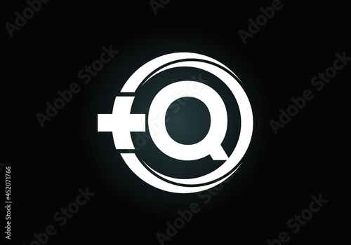 Initial Q monogram alphabet in a circle with cross plus. Medical logo. Logo for pharmacy, clinic, medical or healthcare business, and company identity