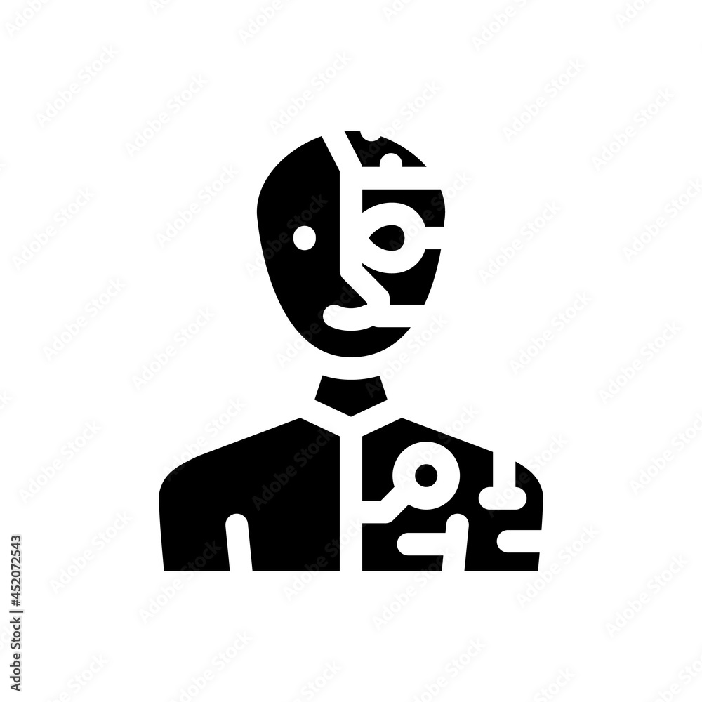 cyborg fantasy character glyph icon vector. cyborg fantasy character sign. isolated contour symbol black illustration cyborg fantasy character glyph icon vector. cyborg fantasy character sign. isolated contour symbol black illustration