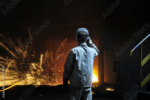 Smelting industry sparks in steel mills