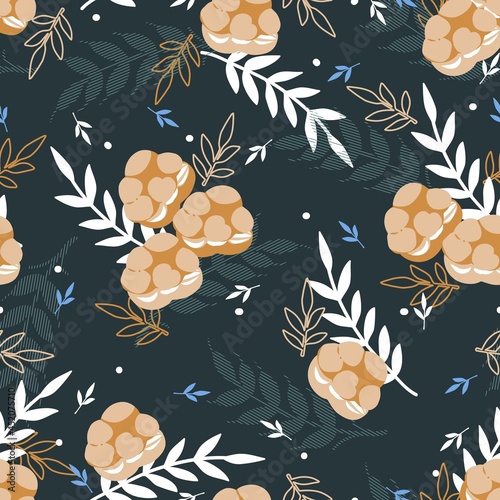 Eating Delicious Cream Puff Pastry Vector Graphic Seamless Pattern