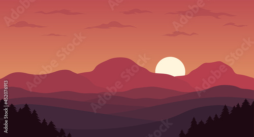 red landscape scenery hill gradient background 