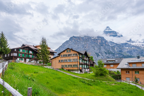 View on Swiss village near Murren, Switzerland. © karamysh