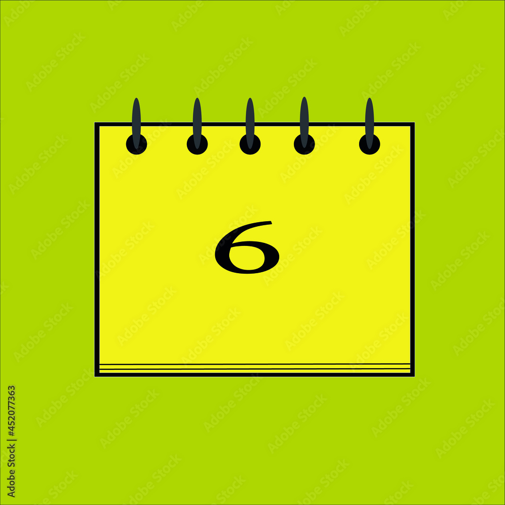 Flat icon calendar isolated on black number and yellow background. Vector illustration. Flat icon calendar isolated on black number and yellow background. Vector illustration.