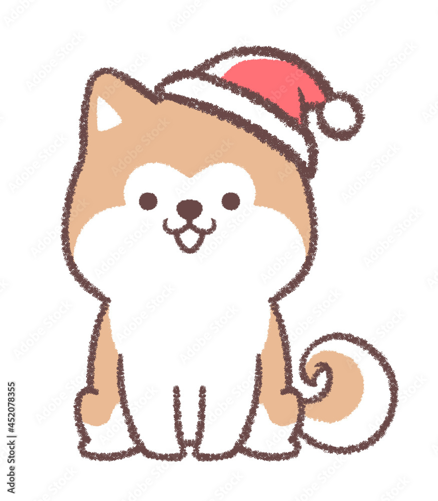 秋田犬とクリスマスの帽子