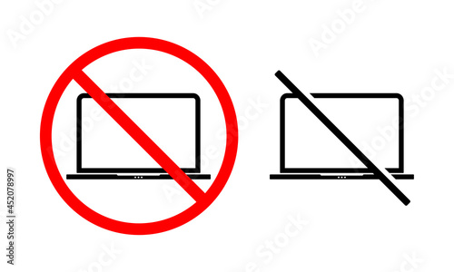 No laptop computer sign. Illustration vector