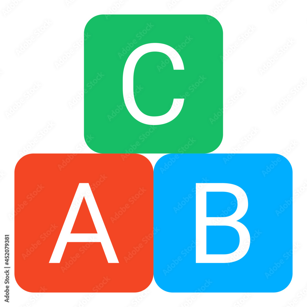 Abc blocks icon, flat design of kindergarten education Abc blocks icon, flat design of kindergarten education