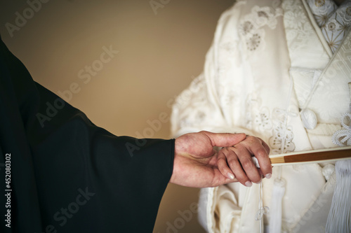 花嫁の手を引く新郎 photo