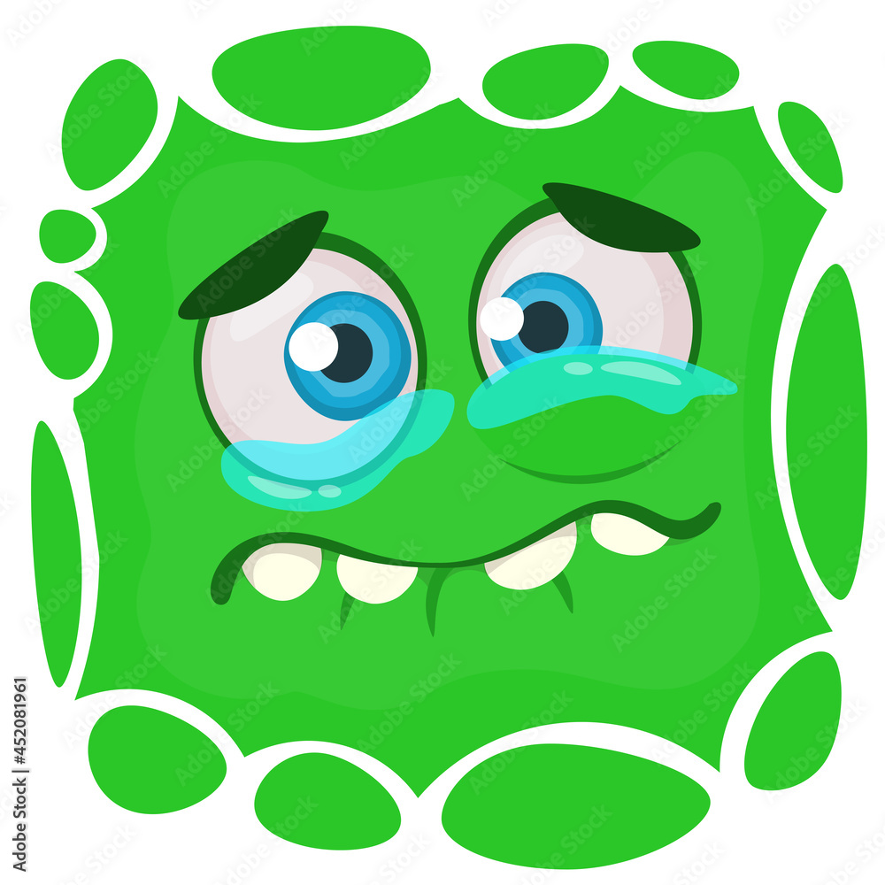Funny cartoon monster character face expression. Illustration of cute and happy mythical alien creature. Halloween design Funny cartoon monster character face expression. Illustration of cute and happy mythical alien creature. Halloween design