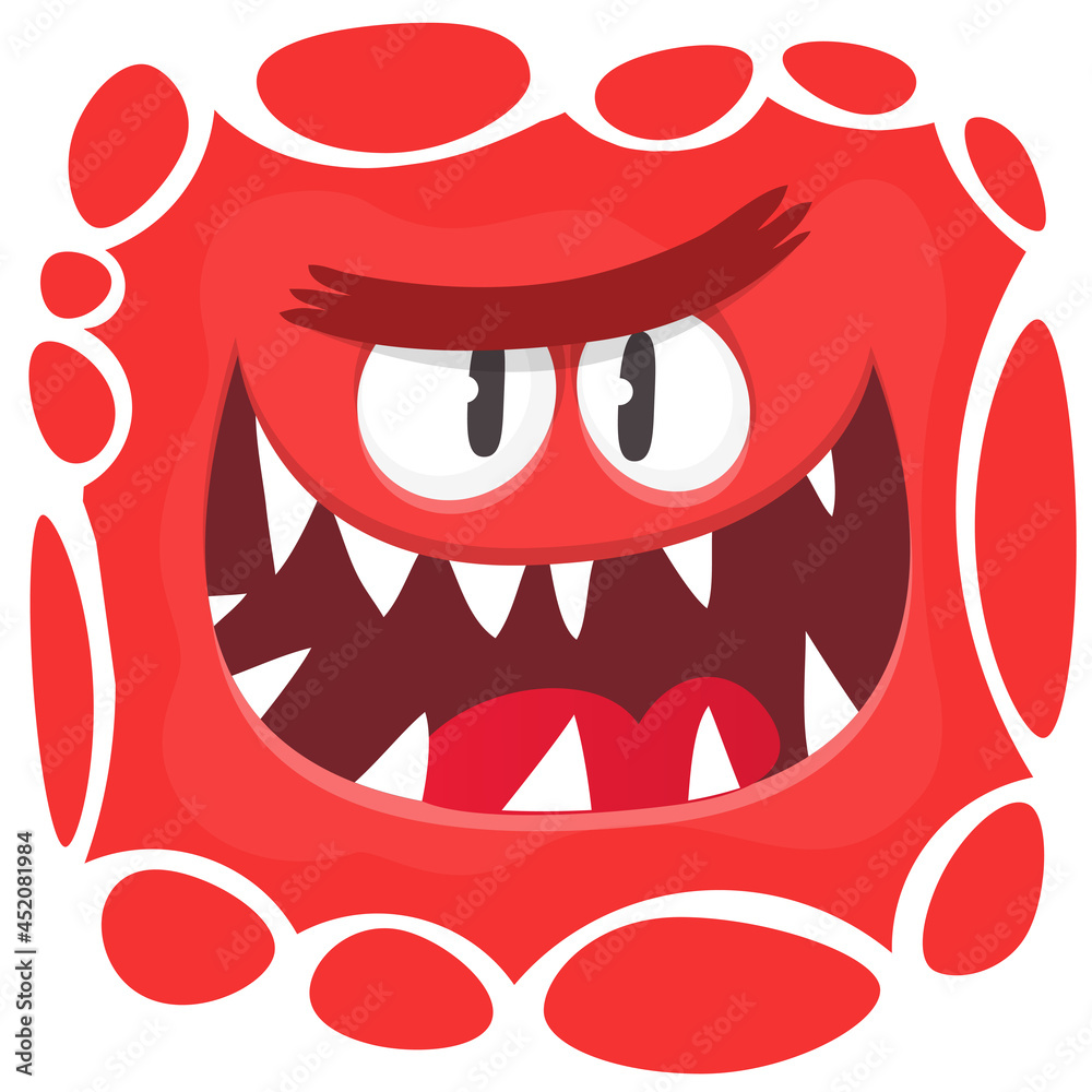 Angry cartoon monster character face expression. Illustration of cute and scary mythical alien creature. Halloween design Angry cartoon monster character face expression. Illustration of cute and scary mythical alien creature. Halloween design