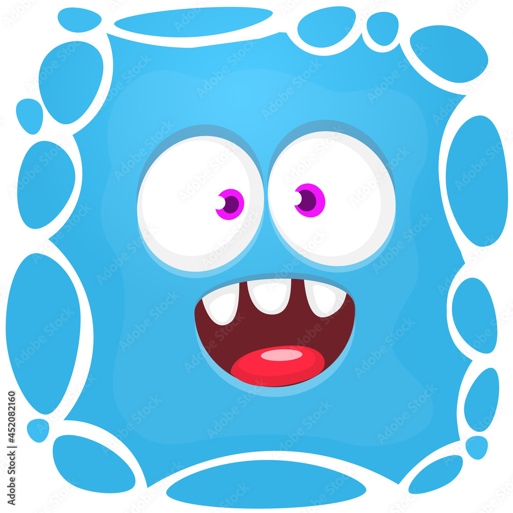 Funny cartoon monster character face expression. Illustration of cute and happy mythical alien creature. Halloween design Funny cartoon monster character face expression. Illustration of cute and happy mythical alien creature. Halloween design