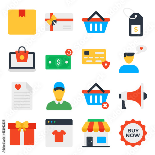 Pack of Online Shopping Flat Icons