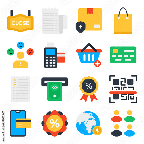 Pack of E Shopping Flat Icons 