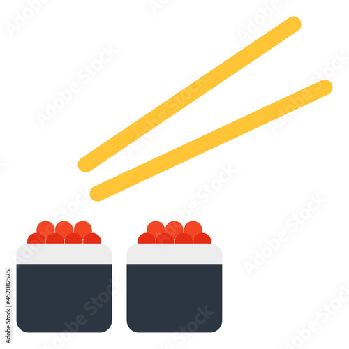 Perfect design icon of sushi with chopsticks