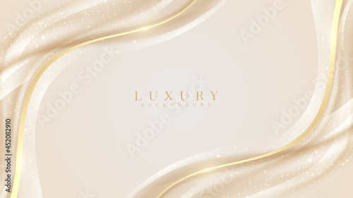 Golden curve line luxury background, Modern cover design. invitation card template concept. Vector illustration.