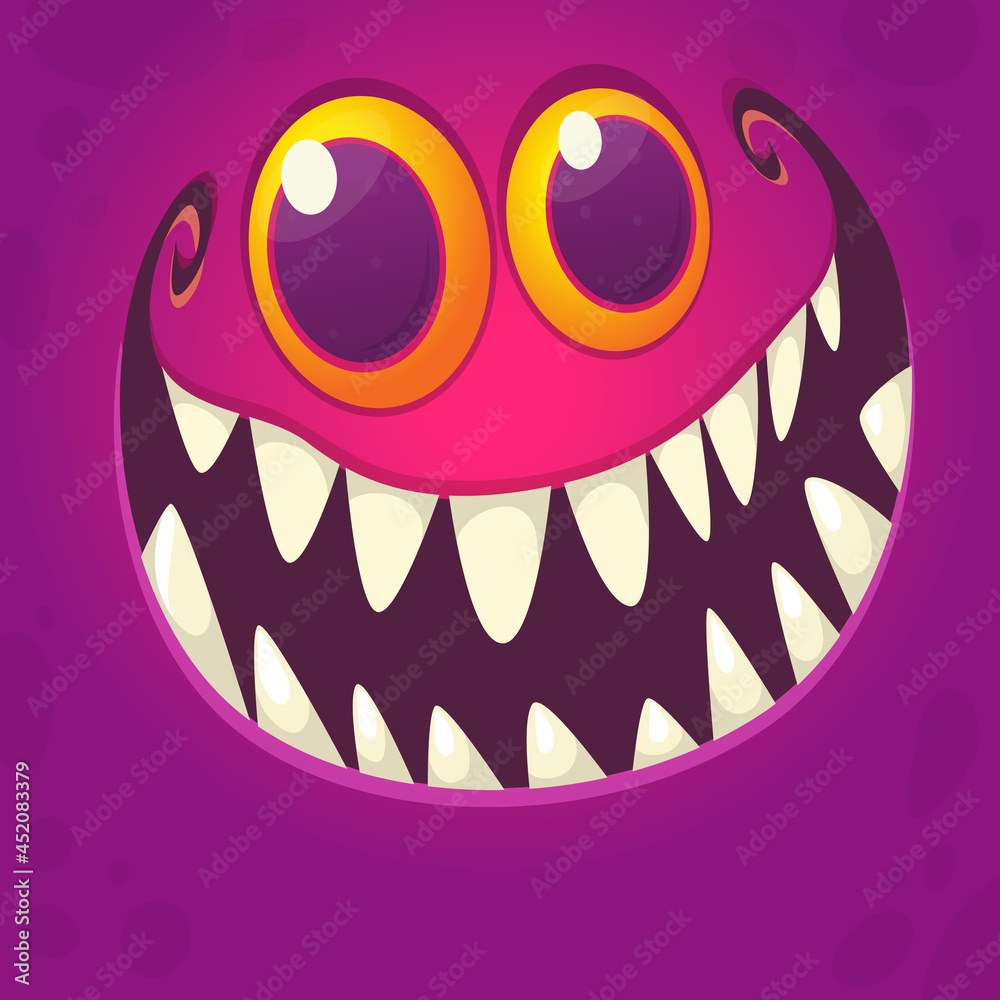 Funny cartoon monster character face expression. Illustration of cute and happy mythical alien creature. Halloween design Funny cartoon monster character face expression. Illustration of cute and happy mythical alien creature. Halloween design