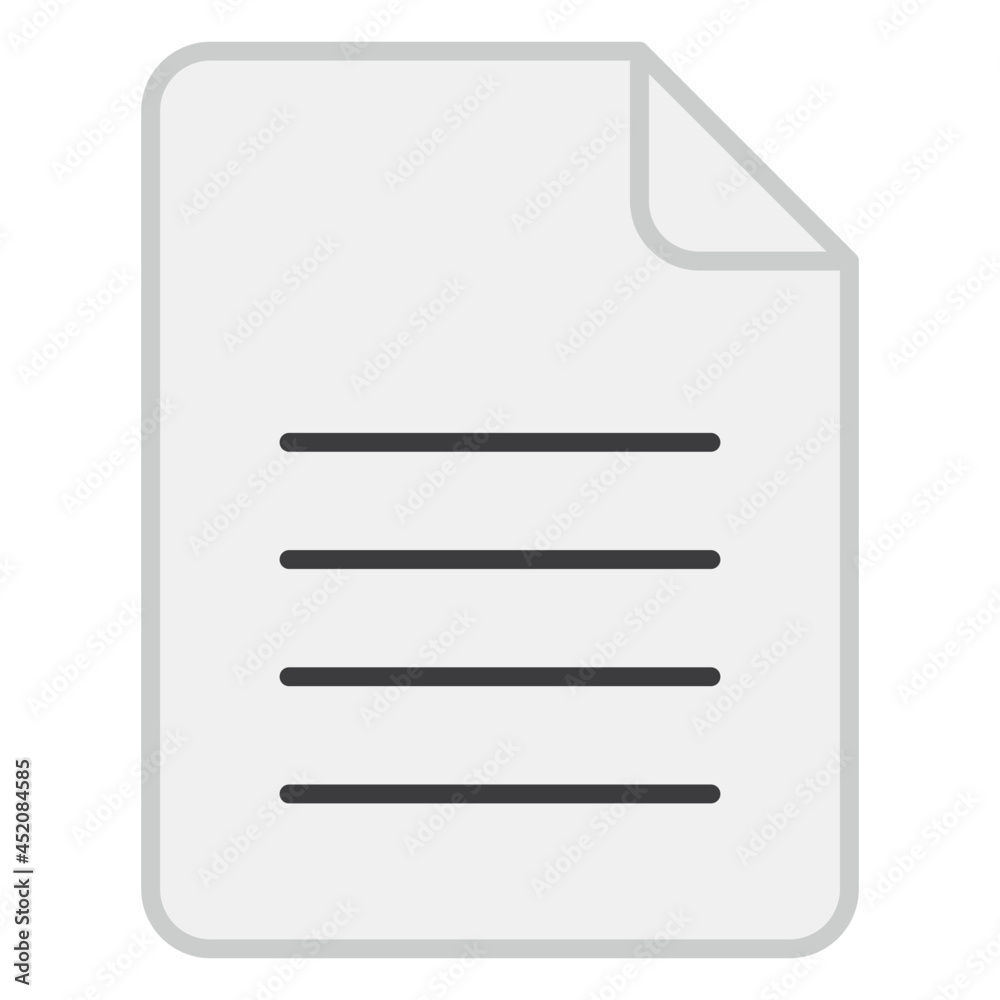 A flat design icon of folded paper, document vector A flat design icon of folded paper, document vector