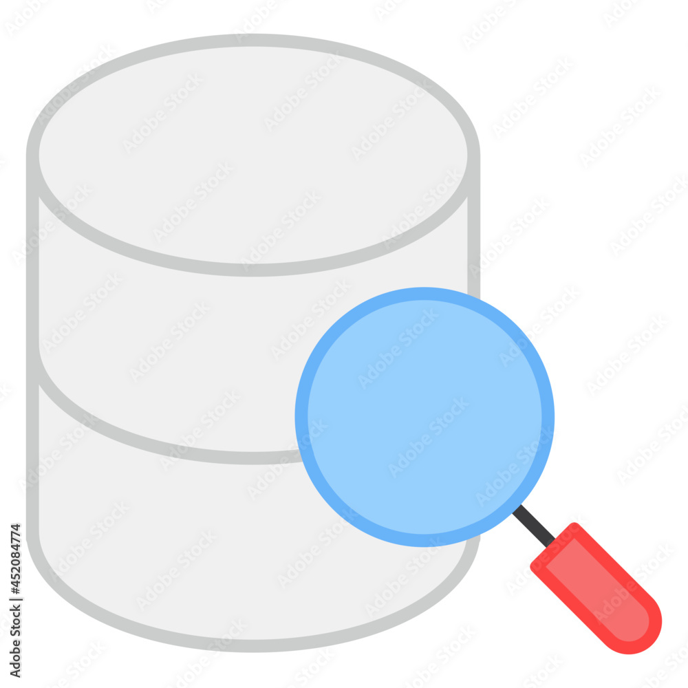 Db under magnifying glass, icon of search database Db under magnifying glass, icon of search database