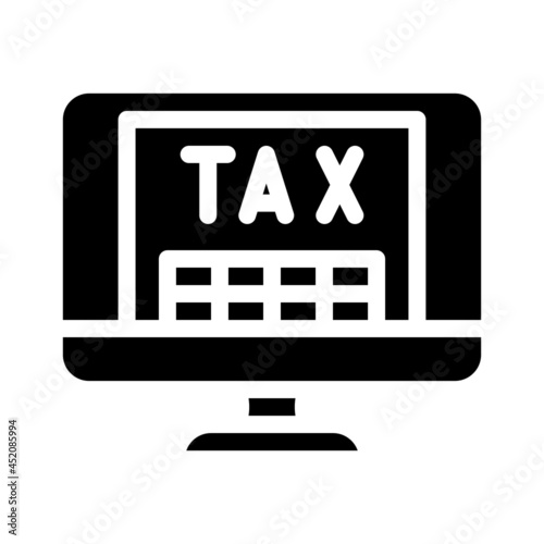 online tax glyph icon vector. online tax sign. isolated contour symbol black illustration