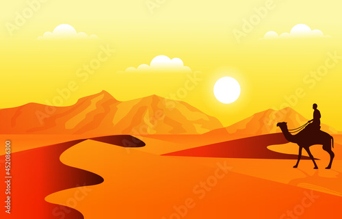 Sahara Desert Travel Tour Camel Arabian Culture Illustration