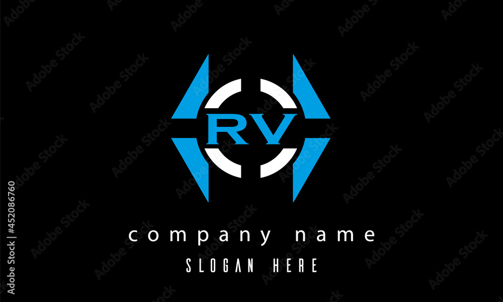 RV creative game logo vector RV creative game logo vector