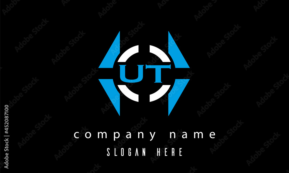 UT creative polygon with circle latter logo design UT creative polygon with circle latter logo design