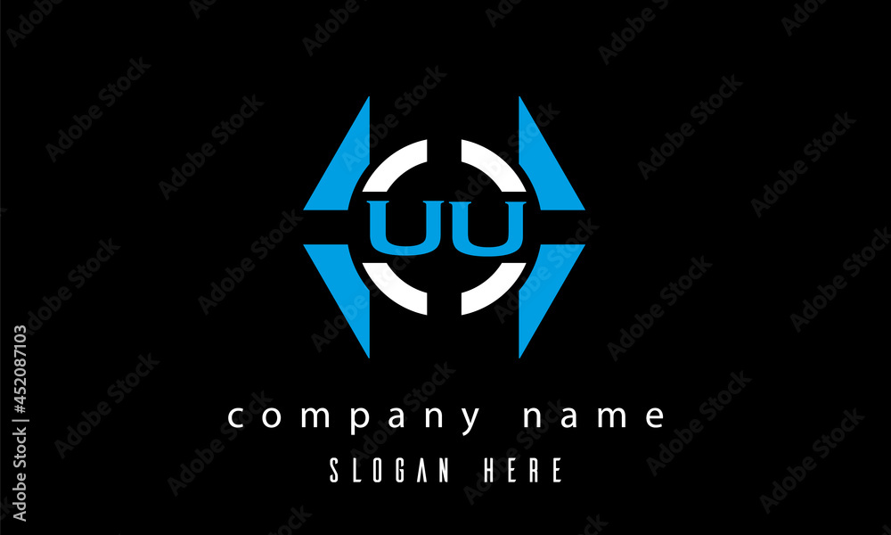 UU creative polygon with circle latter logo design