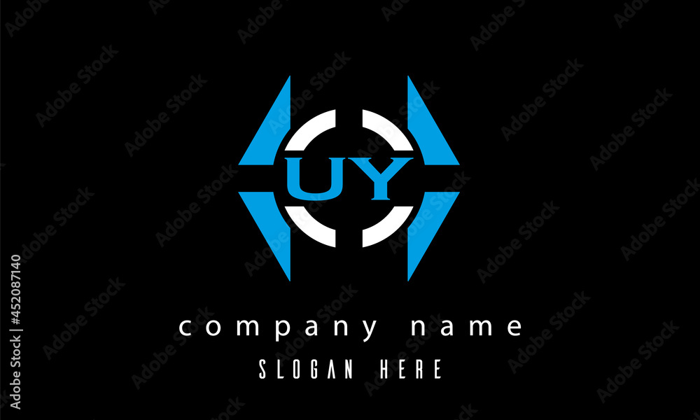 UY creative polygon with circle latter logo design UY creative polygon with circle latter logo design