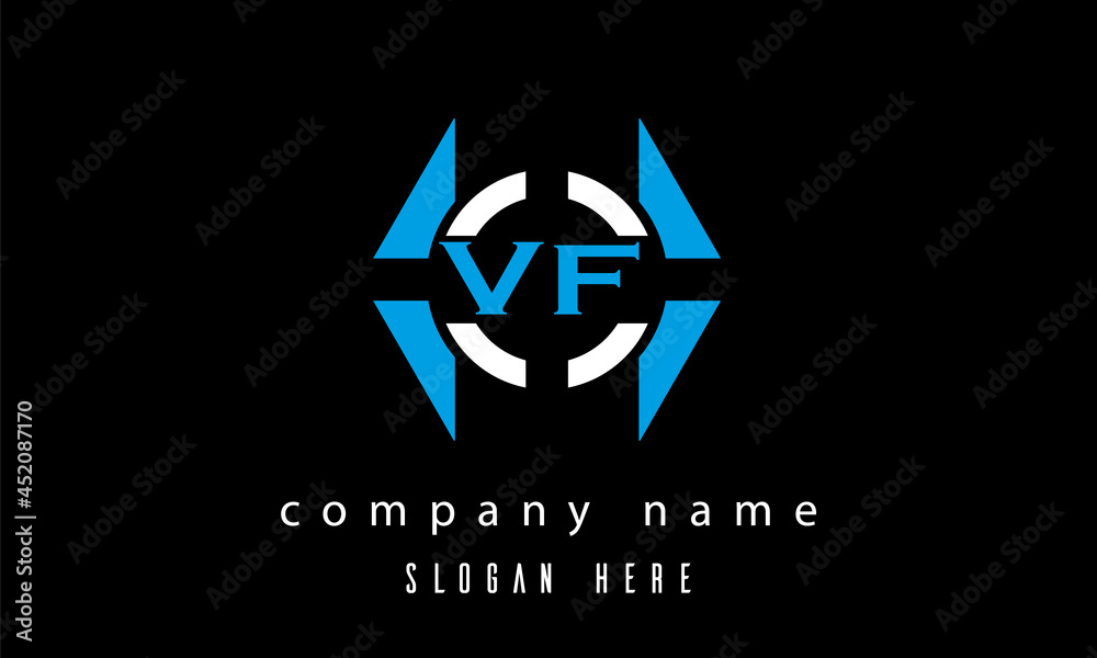 VF creative polygon with circle latter logo design VF creative polygon with circle latter logo design