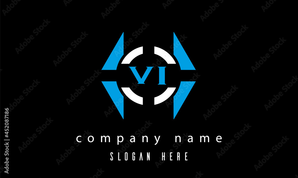 VI creative polygon with circle latter logo design VI creative polygon with circle latter logo design