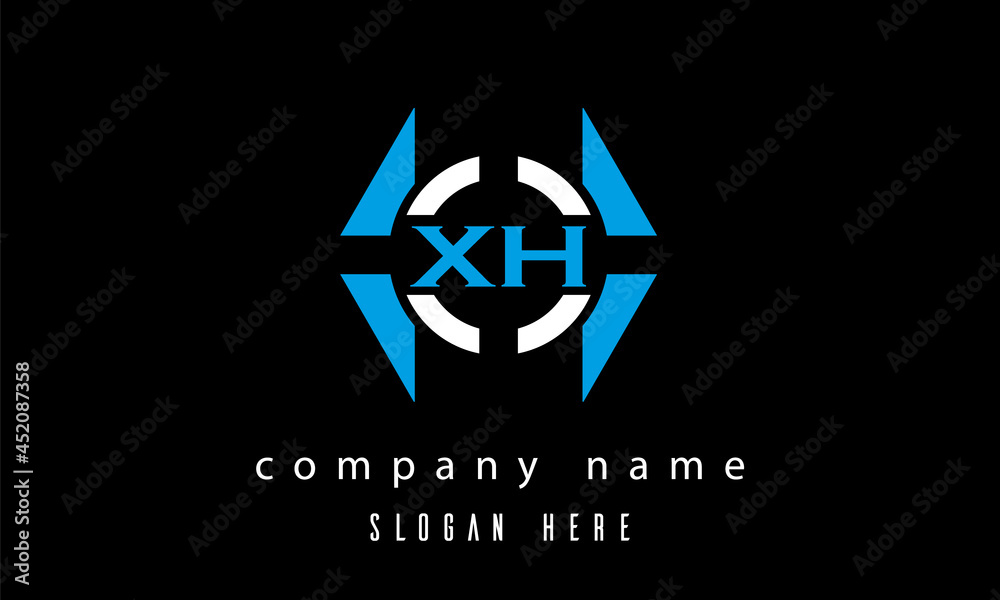 Fototapeta premium XH creative polygon with circle latter logo design