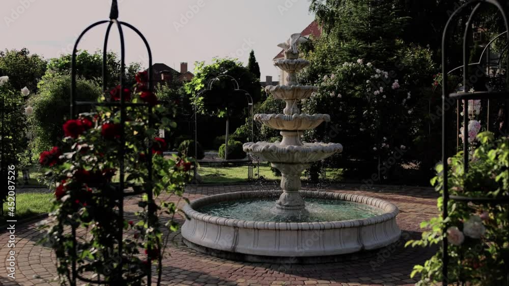 decorative fountain in the garden beautiful with water decorative fountain in the garden beautiful with water