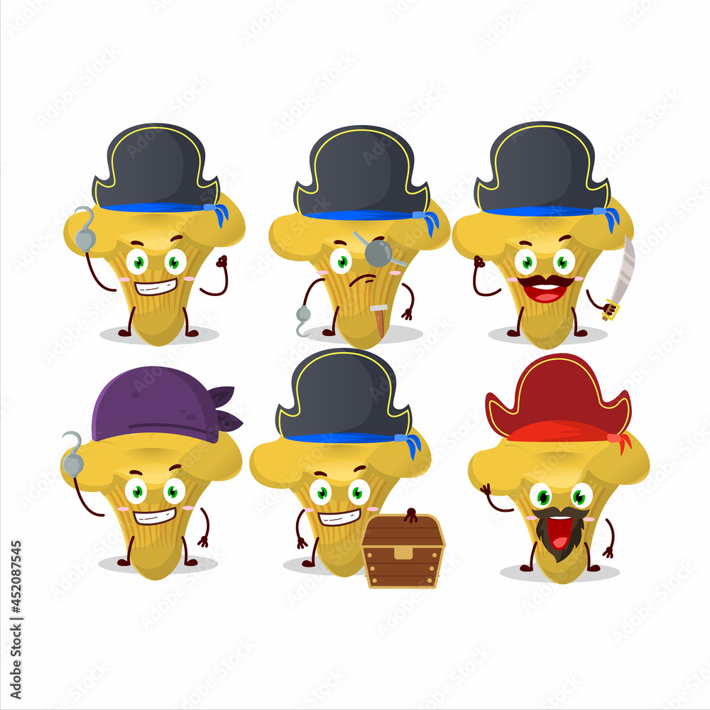 Obraz premium Cartoon character of chanterelle with various pirates emoticons