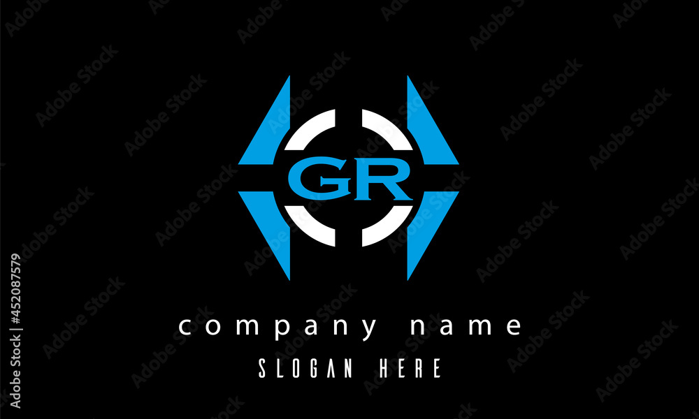 Obraz premium GR creative polygon with circle latter logo design