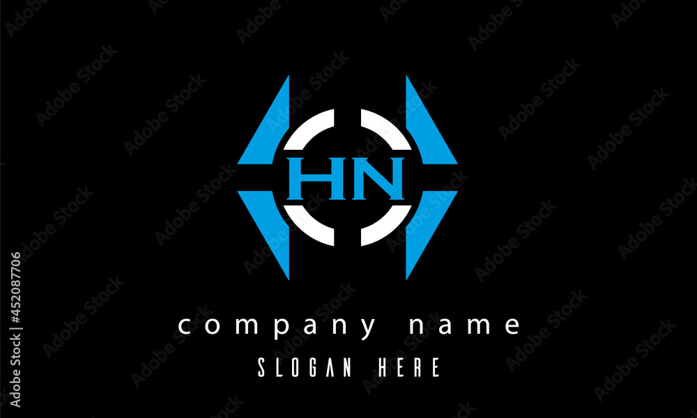 HN creative polygon with circle latter logo design HN creative polygon with circle latter logo design