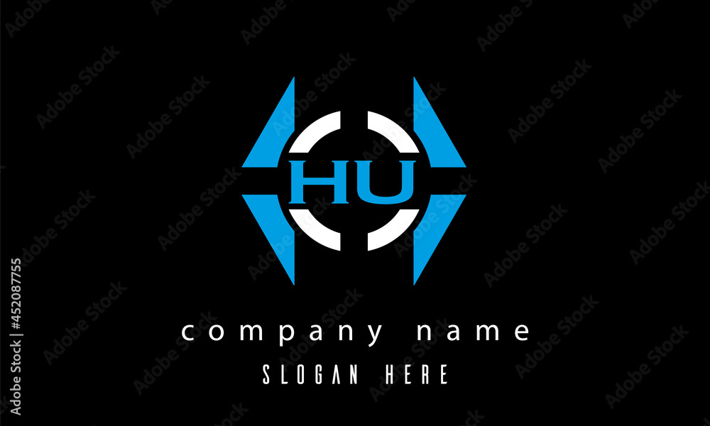 Obraz premium HU creative polygon with circle latter logo design