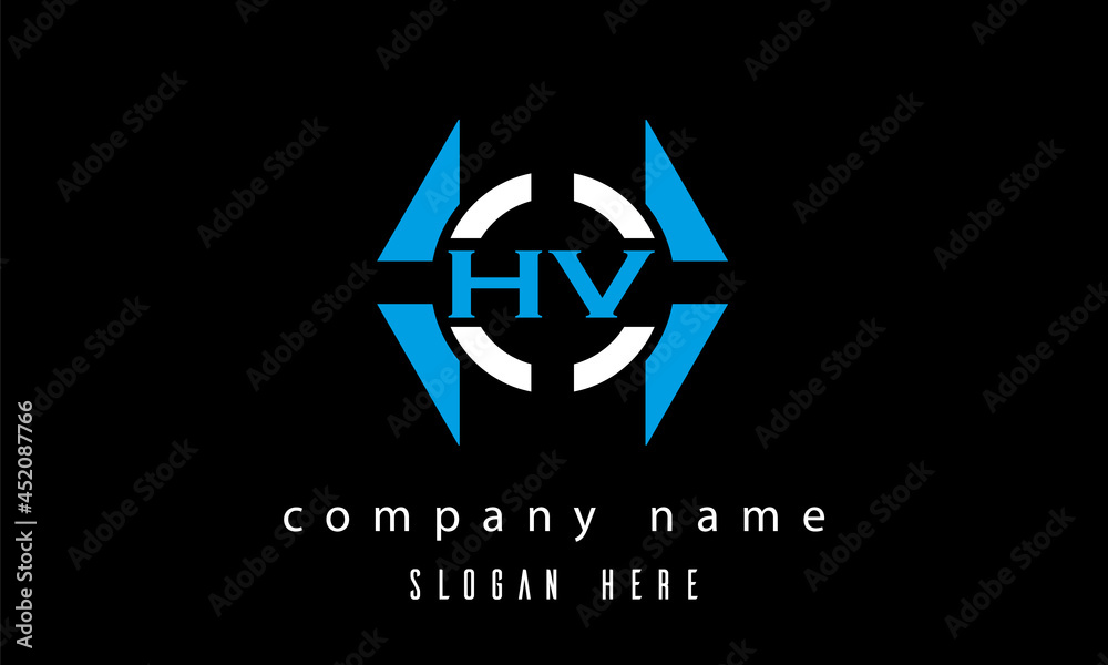 Obraz premium HV creative polygon with circle latter logo design