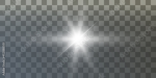 A bright new star flashed with bright rays on a transparent background.Vector.