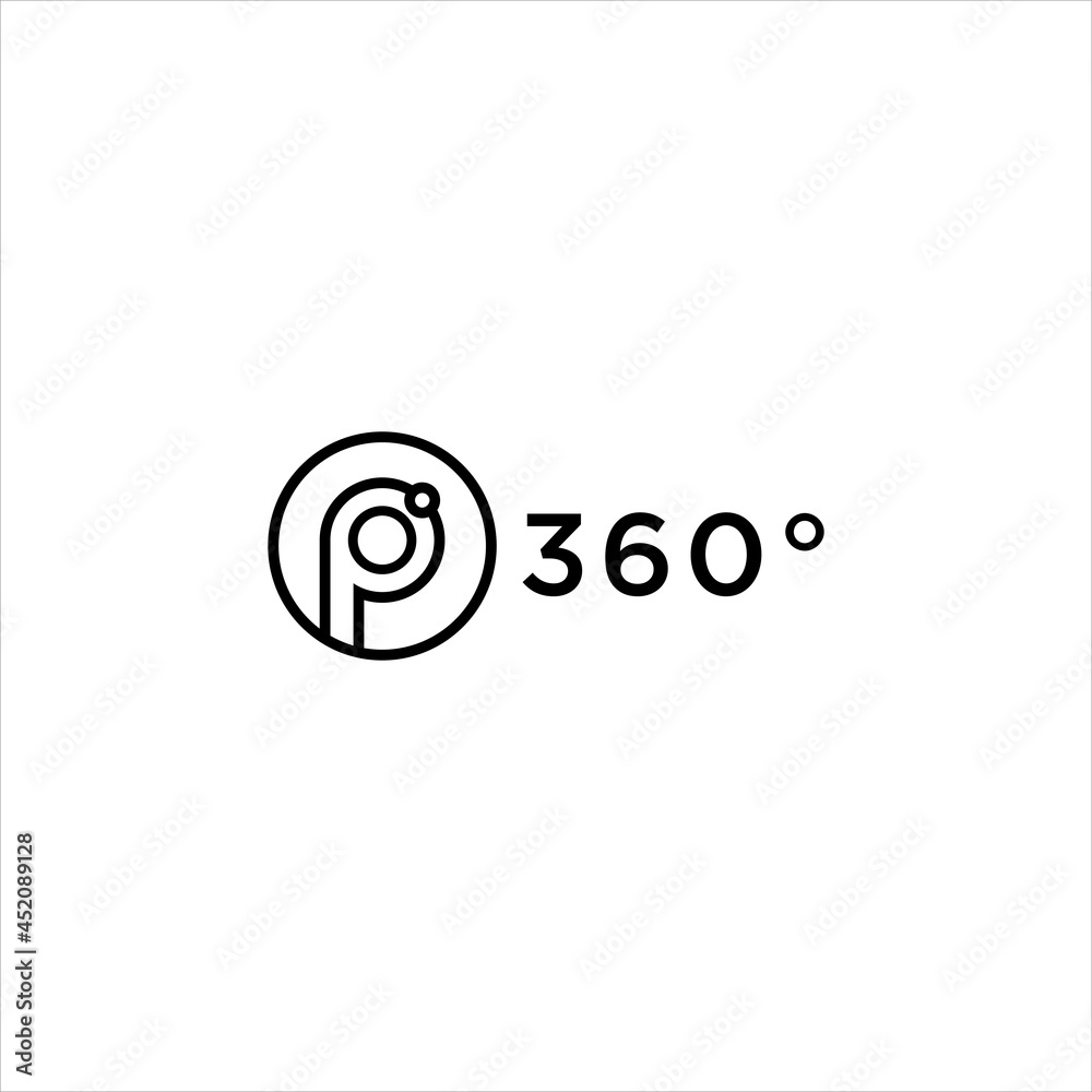 monogram line letter p logo 360 degree vector monogram line letter p logo 360 degree vector