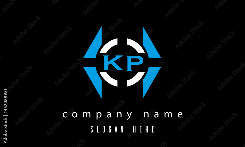 KP creative polygon with circle latter logo design KP creative polygon with circle latter logo design
