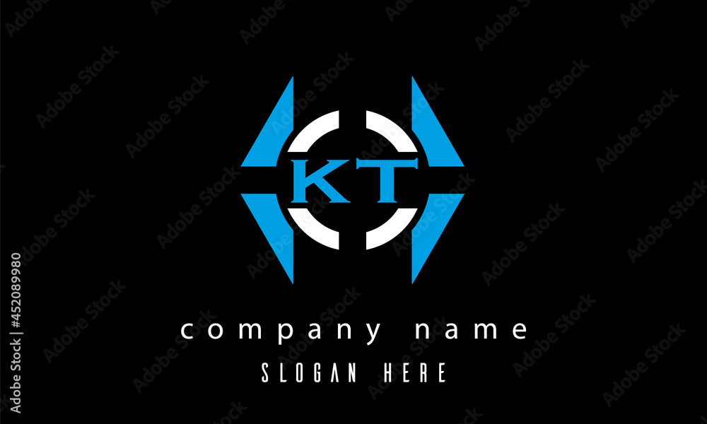 KT creative polygon with circle latter logo design KT creative polygon with circle latter logo design