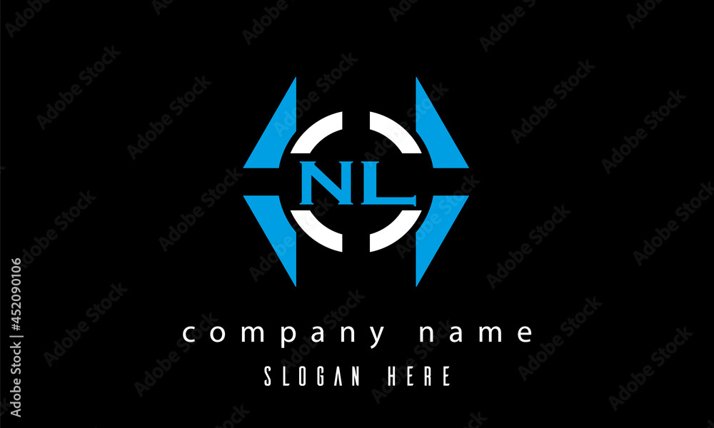 NL creative polygon with circle latter logo design NL creative polygon with circle latter logo design