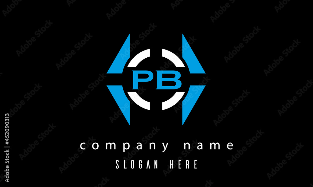 PB creative polygon with circle latter logo design vector PB creative polygon with circle latter logo design vector