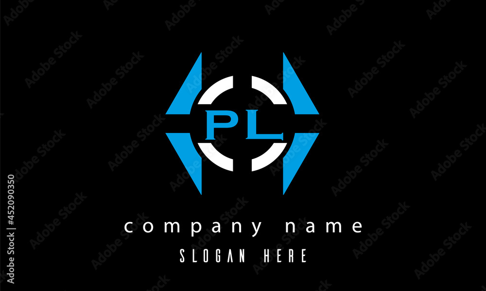 PL creative polygon with circle latter logo design vector PL creative polygon with circle latter logo design vector