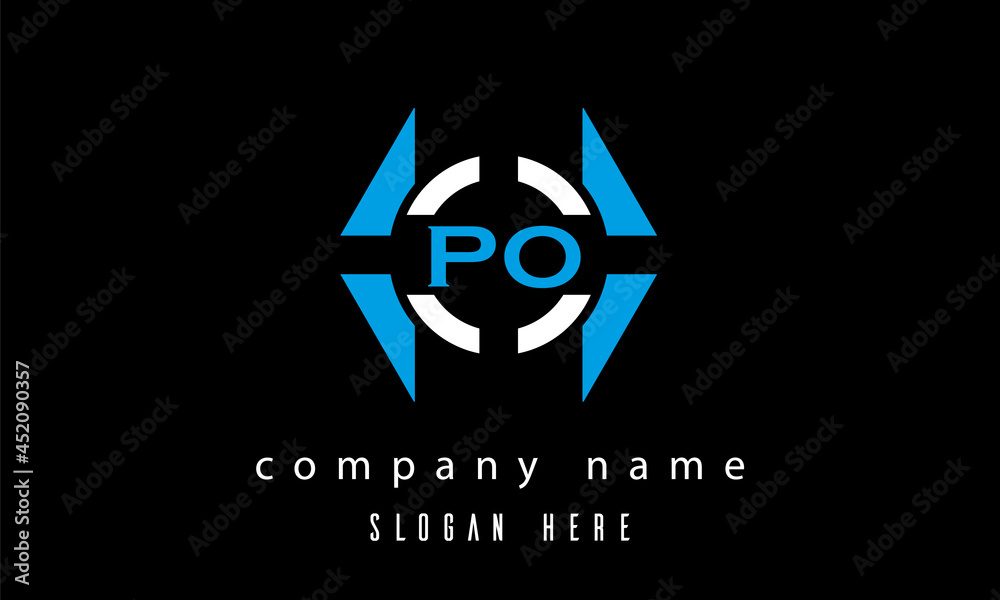 PO creative polygon with circle latter logo design vector PO creative polygon with circle latter logo design vector