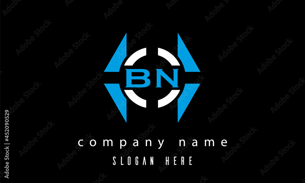 BN creative polygon with circle latter logo design vector BN creative polygon with circle latter logo design vector