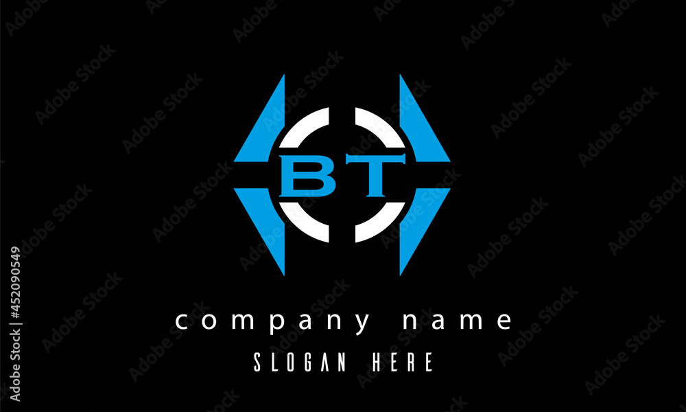 BT creative polygon with circle latter logo design vector BT creative polygon with circle latter logo design vector