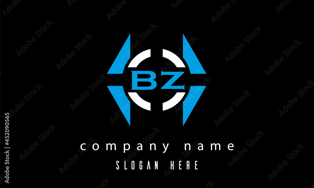 BZ creative polygon with circle latter logo design vector BZ creative polygon with circle latter logo design vector