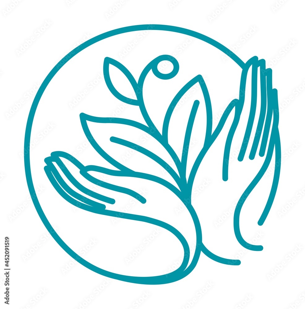 Fototapeta premium Natural organic product, hands holding foliage