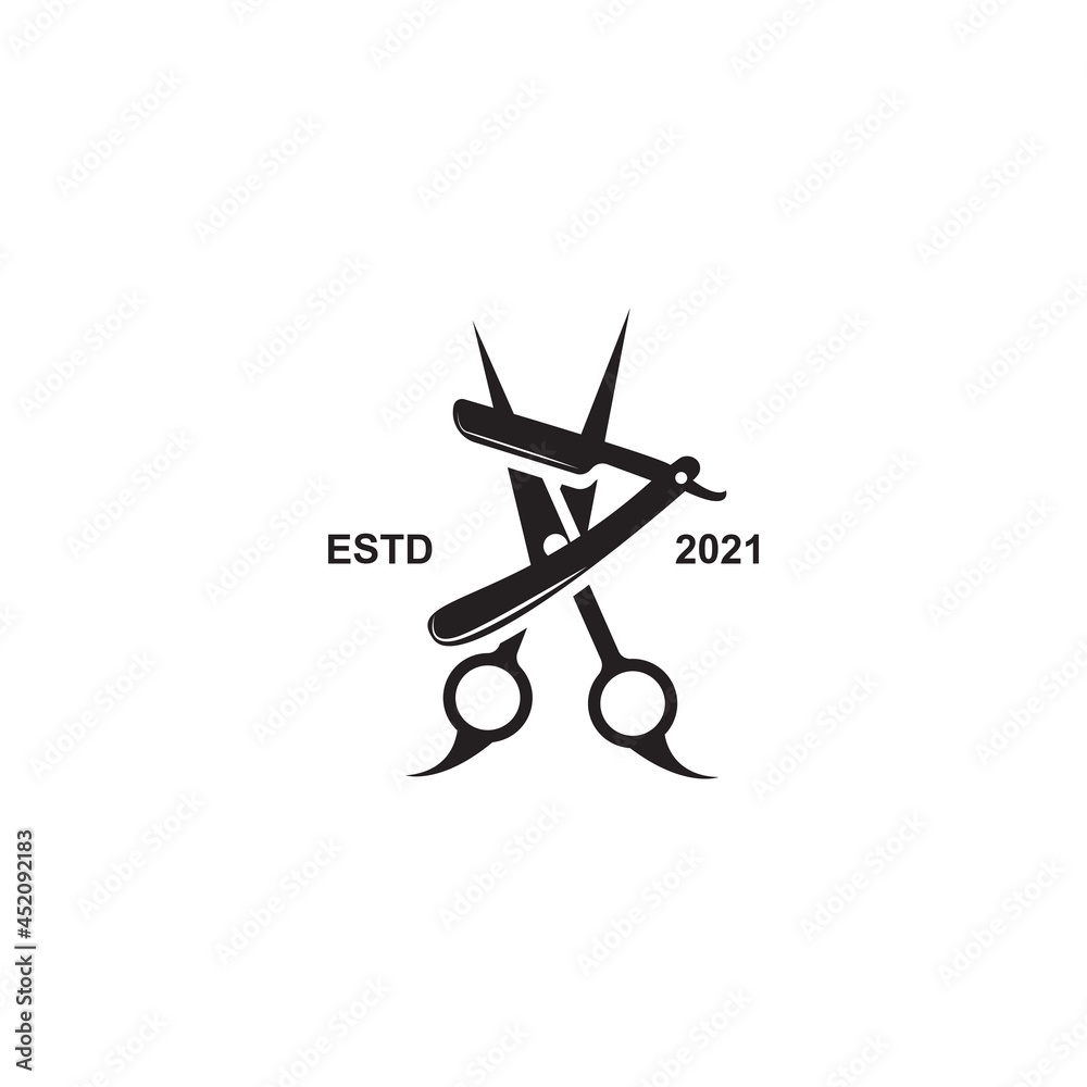 Barber tool scissors logo icon background symbol Barber tool scissors logo icon background symbol